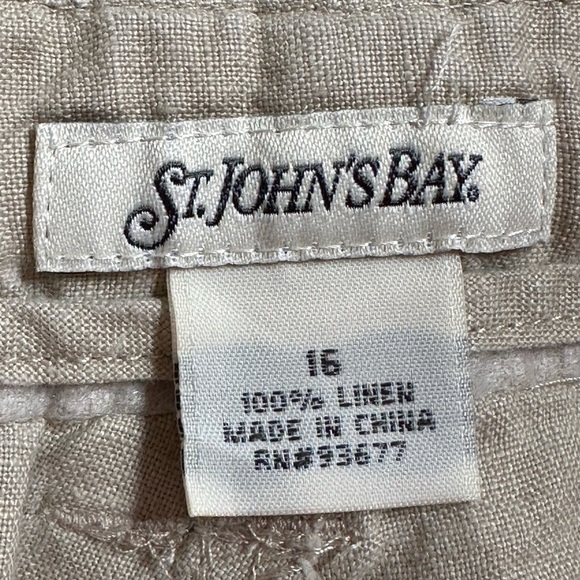 Women’s St John’s Bay linen Capri Pants. Khaki Color Size 16 - Picture 5 of 6